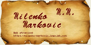 Milenko Marković vizit kartica